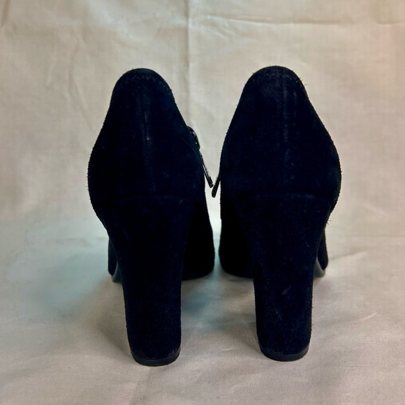 Prada Calzature Donna Black Suede Chunky Heel Ankle Boots Size 37 – Authentic - Picture 4 of 8